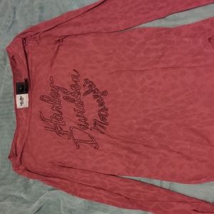 Harley Davidson pink leopard print long sleeve, size small with black stud logo